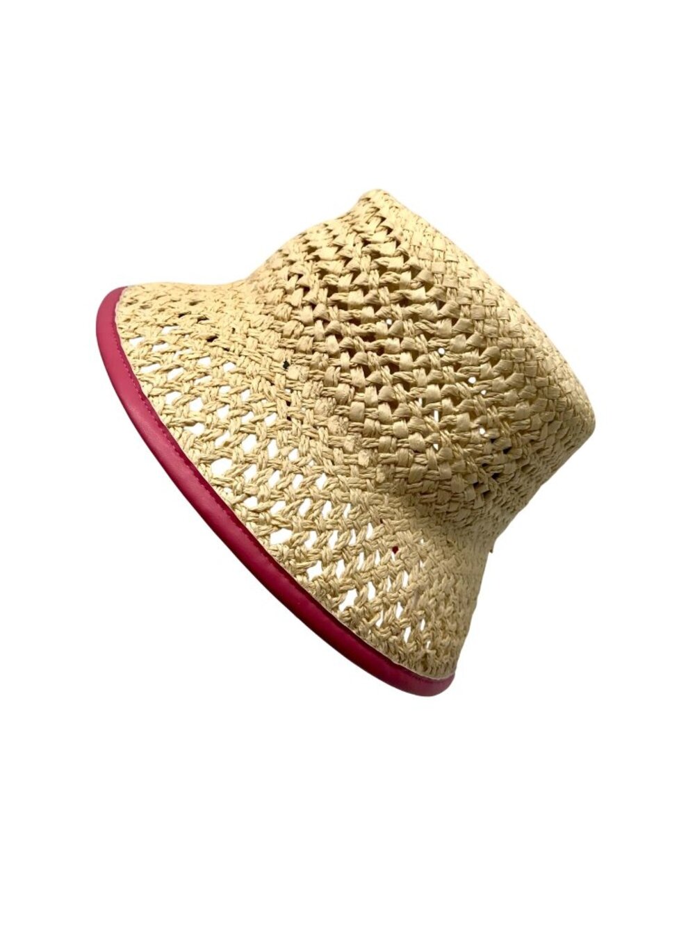 On 34th Medium Beige & Pink Crochet Bucket Hat